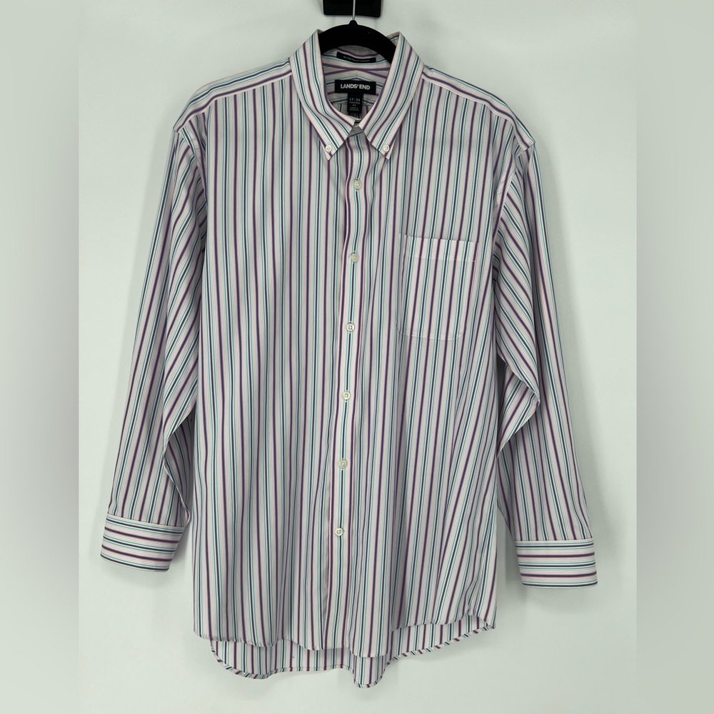 LANDS’ END TAILORED FIT NO IRON SUPIMA PINPOINT‎ DRESS SHIRT NWOT